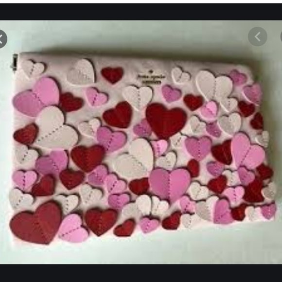 Kate Spade Secret Admirer Pink Hearts purse bag clutch nwot - Picture 3 of 12